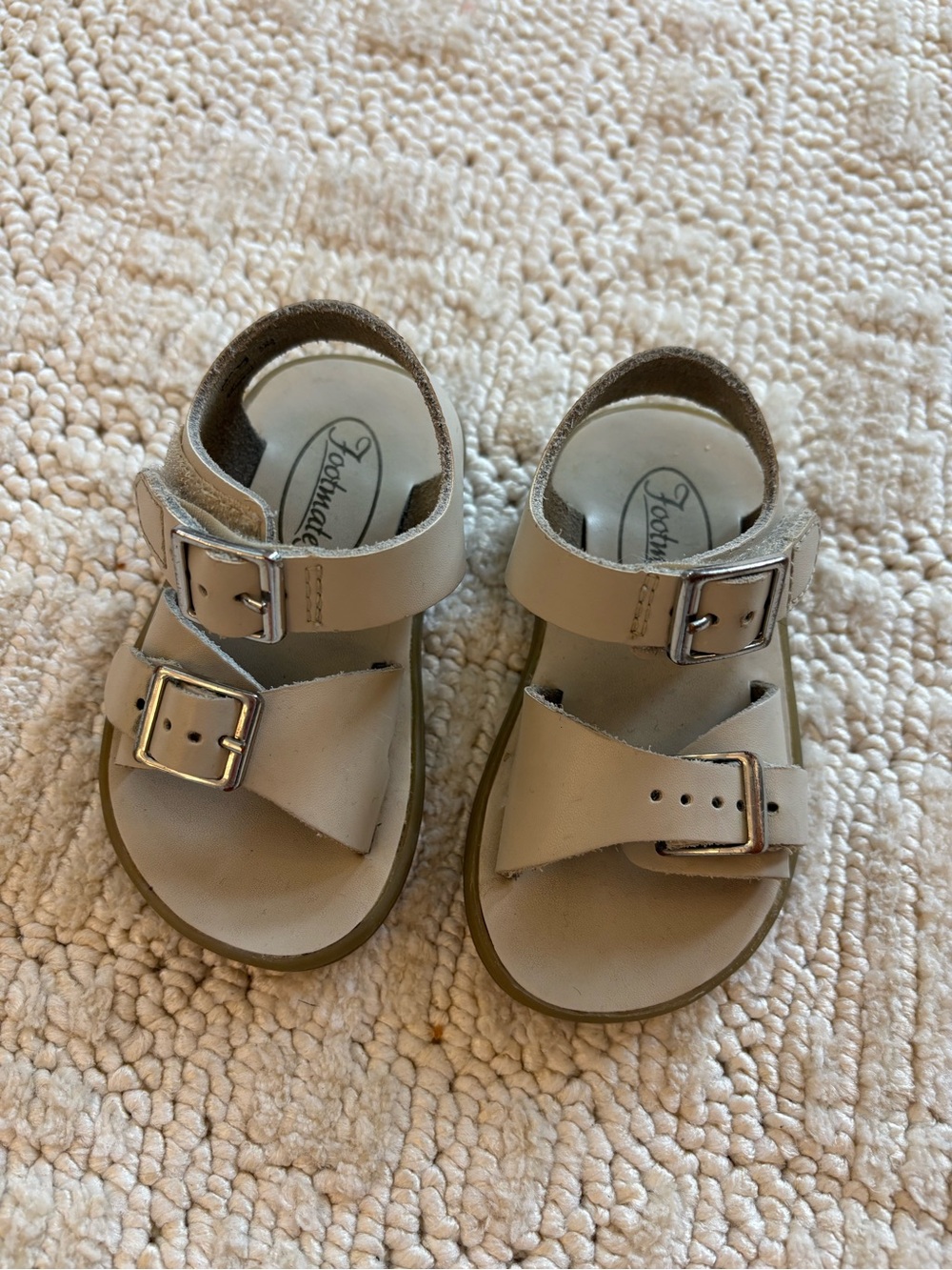 Footmates Eco ride first walker waterproof sandals in a neutral sand color size